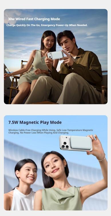 Power Bank 10000mAh, 15W Wireless Fast Charging Portable Charger, Strong Magnetic Battery Pack for iPhone 17/16/15/14/13