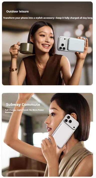 Power Bank 10000mAh, 15W Wireless Fast Charging Portable Charger, Strong Magnetic Battery Pack for iPhone 17/16/15/14/13
