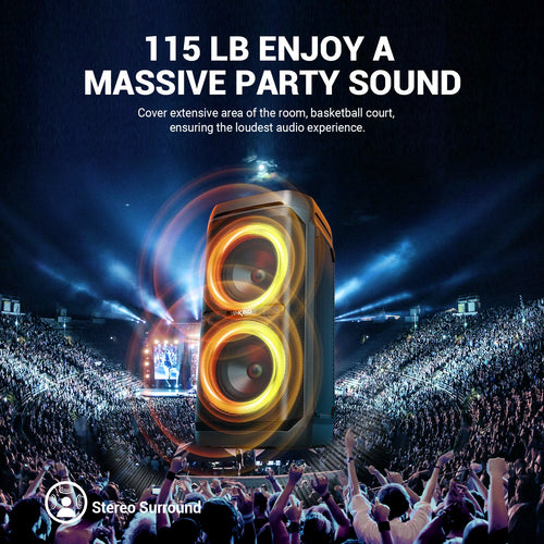 100W RMS Bluetooth Speakers, Portable Party Boombox