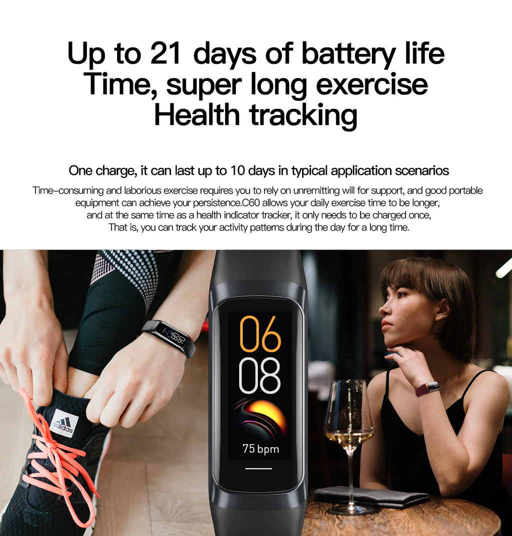 Smart Watch Men Women Heart Rate Blood Oxygen Smartwatch Waterproof Sport Fitness Tracker Bracelet