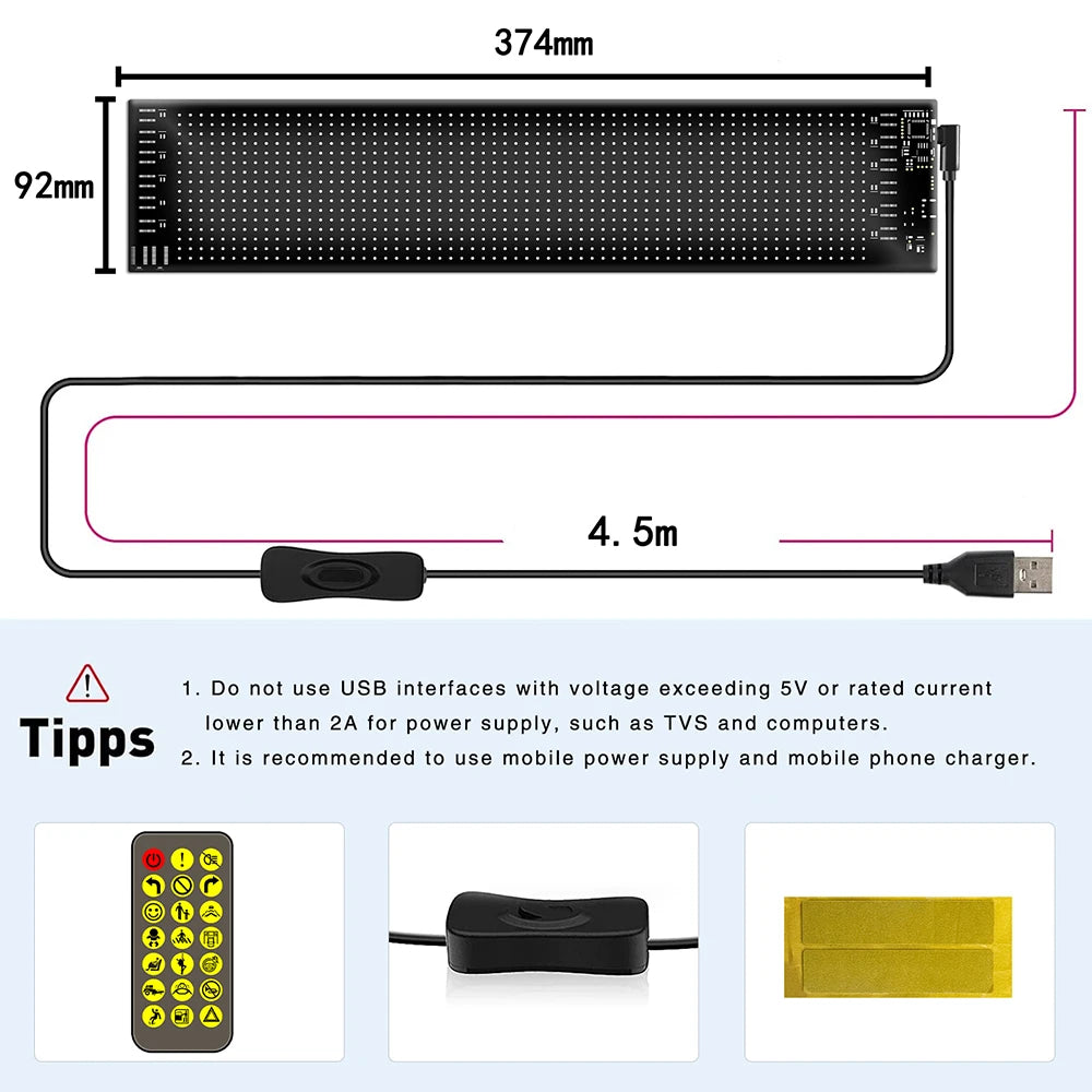 Car LED Sign Bluetooth APP LED Matrix Pixel Panel Night Light DIY Programmable Flexible LED Display For Car Store Hotel Bar