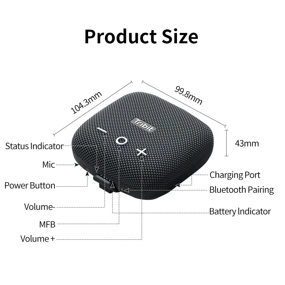 Micro 2 Portable Bike Speaker, 12H Playtime TWS for Hiking
