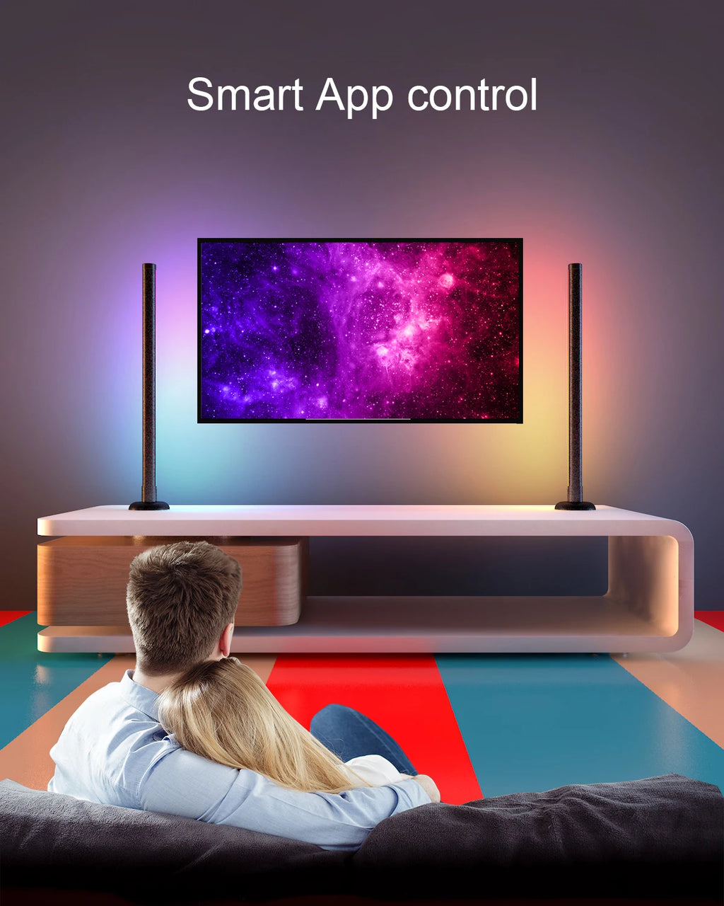 RGB Ambient Light WIFI Bluetooth Double-sided Luminous 24 Key Remote Control Intelligent App LED Desktop Light Ambient Light