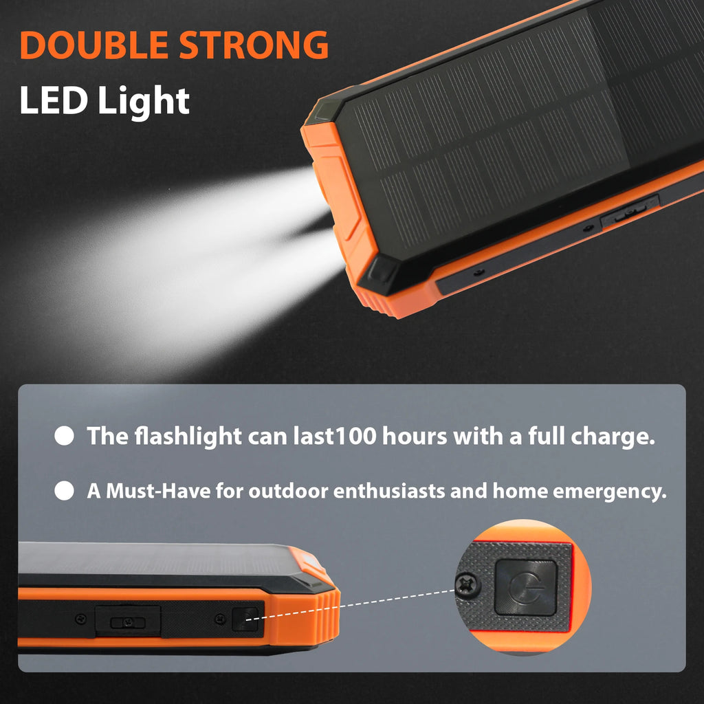 20000mAh Portable Solar Power Bank Wireless Charging 18W