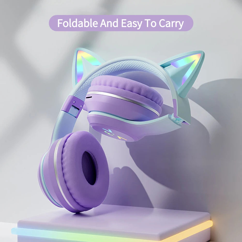Cute Cat Ear Bluetooth Earphones with microphone