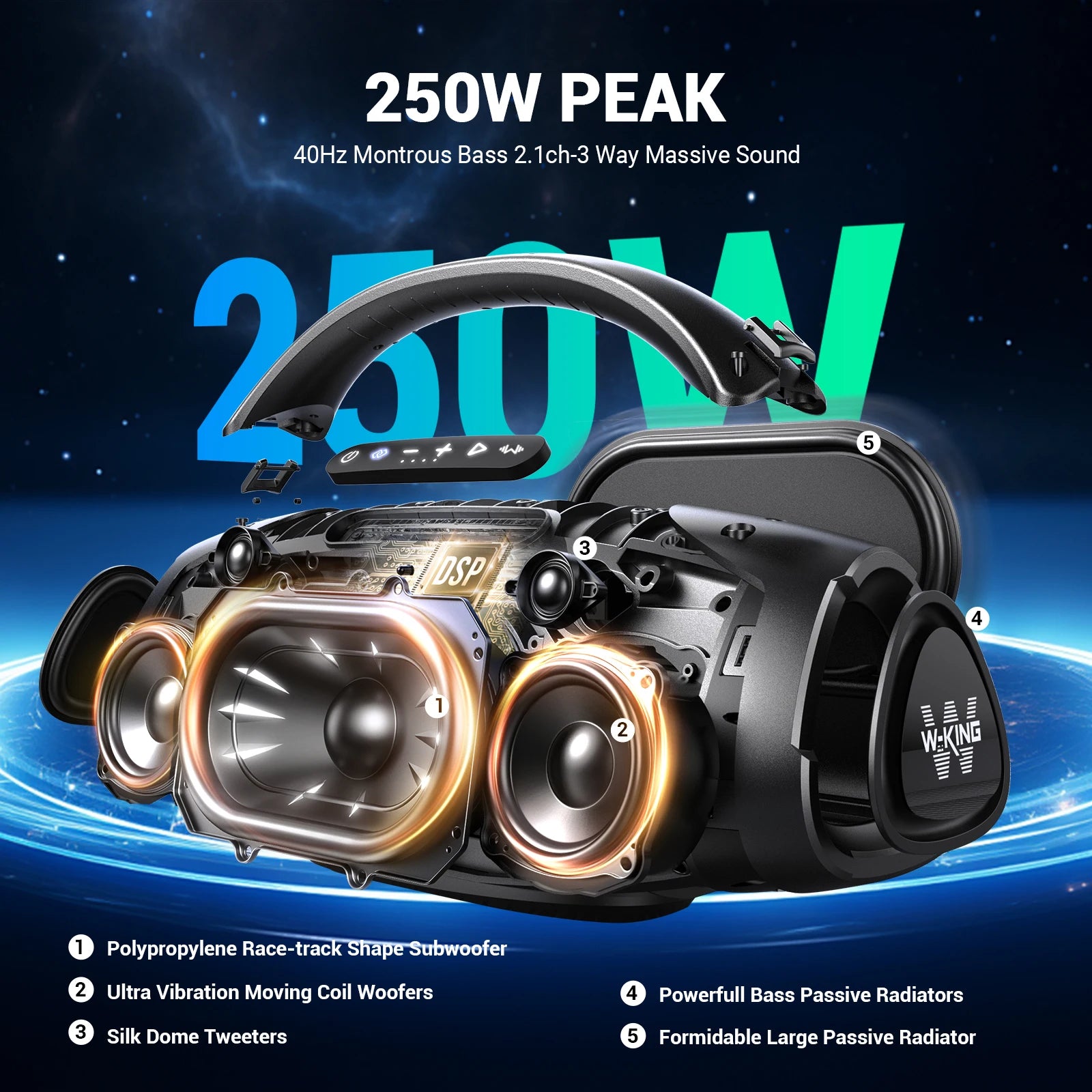 140W Massive Bass Party Boombox
