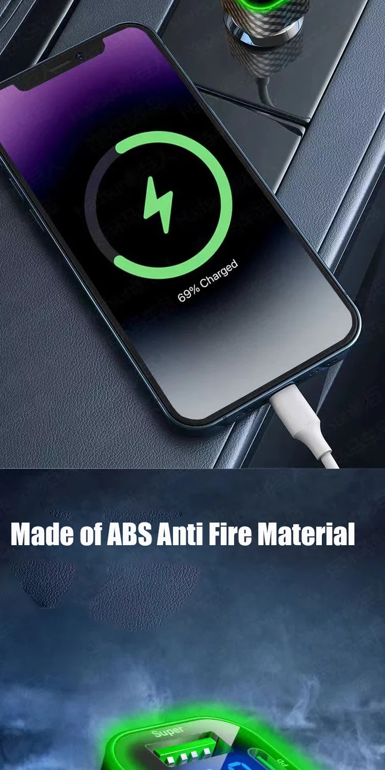 USB C Car Phone Charger Super Fast
