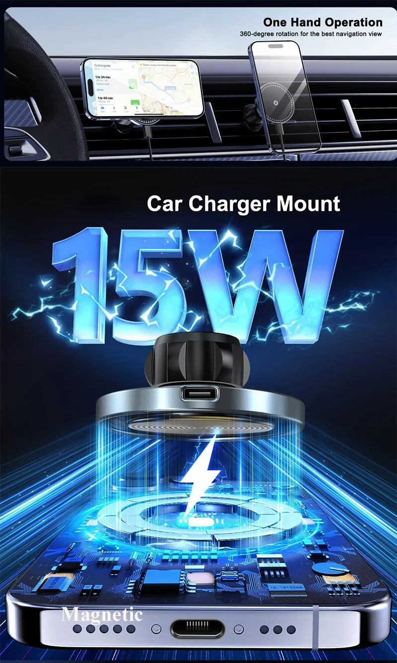 Strong Magnetic Wireless Car Phone Charger Adapter 15W