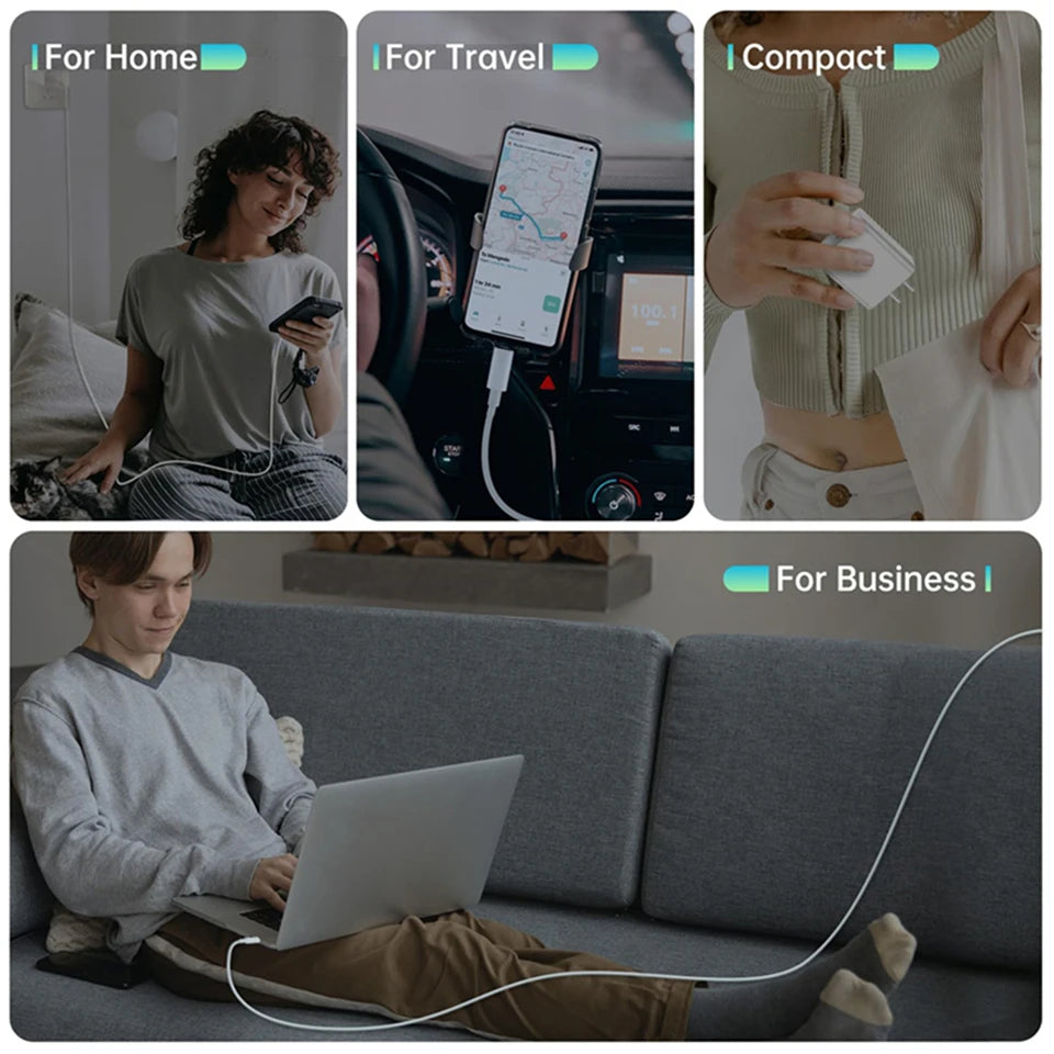 40W Fast Charger for iPhone USB Type C Data Cable
