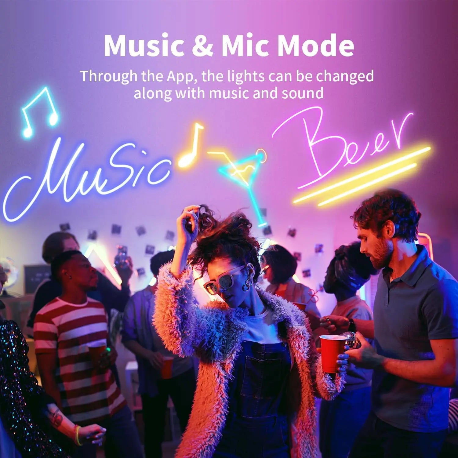 Neon Rope Light 5V USB Flexible Strip Waterproof with Bluetooth Remote & Music Sync