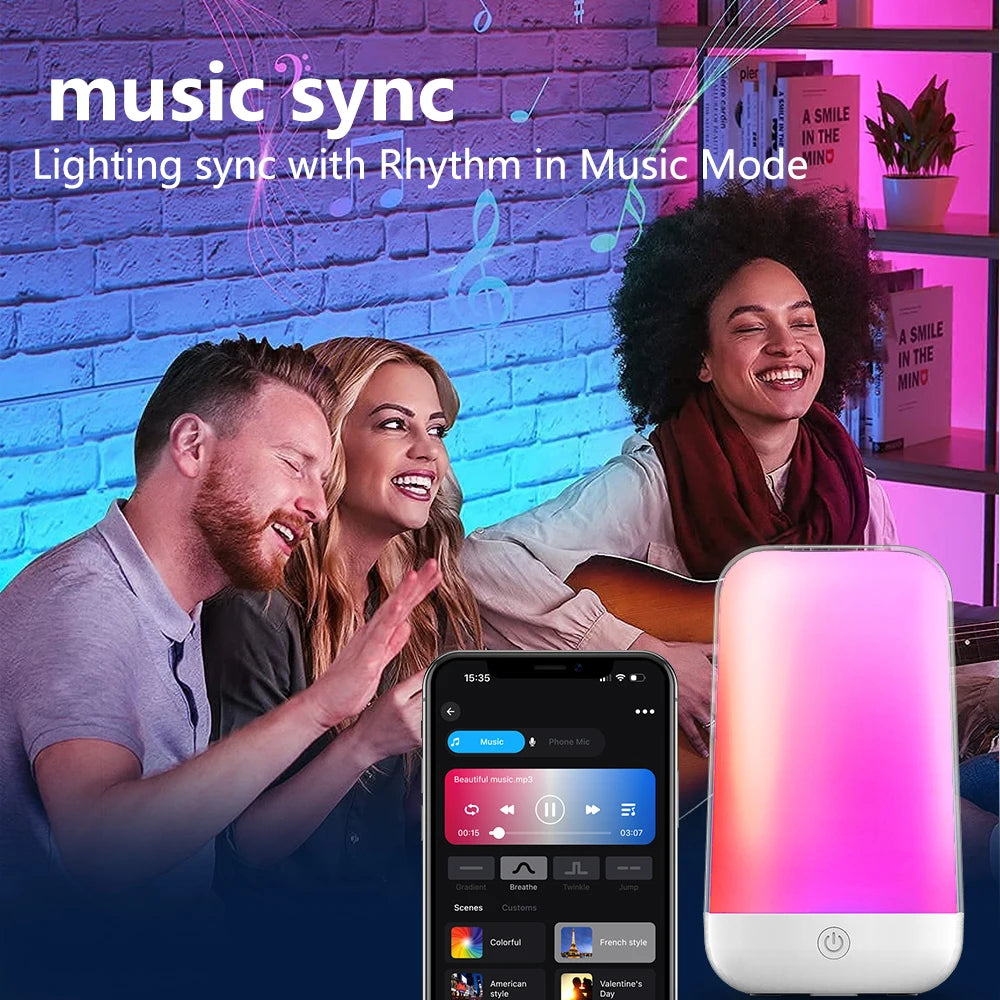 Smart Touch Bedside Table Lamp Dimmable Bluetooth LED Night Light