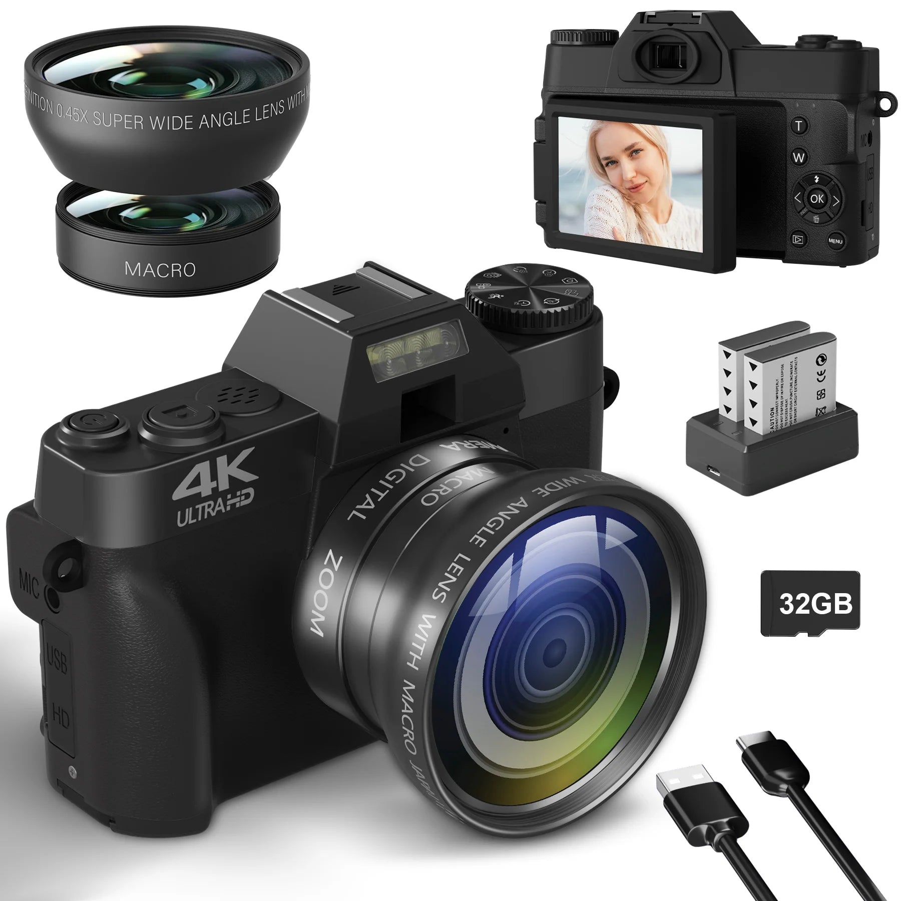Compact Digital Photography Camera 4K WIFI Webcam