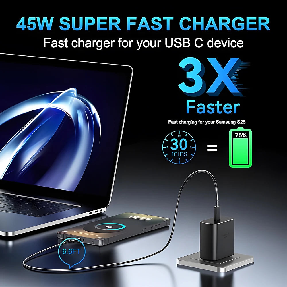 45W Super Fast Charger & USB-C Data Cable