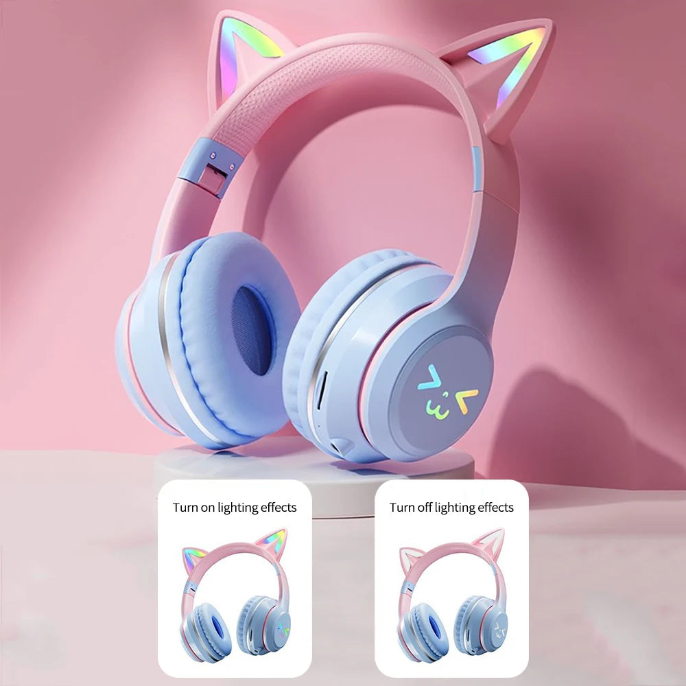 Cute Cat Ear Bluetooth Earphones with microphone
