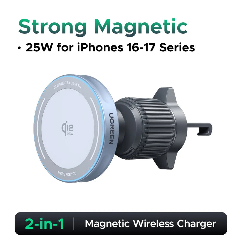 25W 15W Magnetic Car Phone Holder Wireless Charger Stand For iPhone 17 16 15 Pro Max Charging