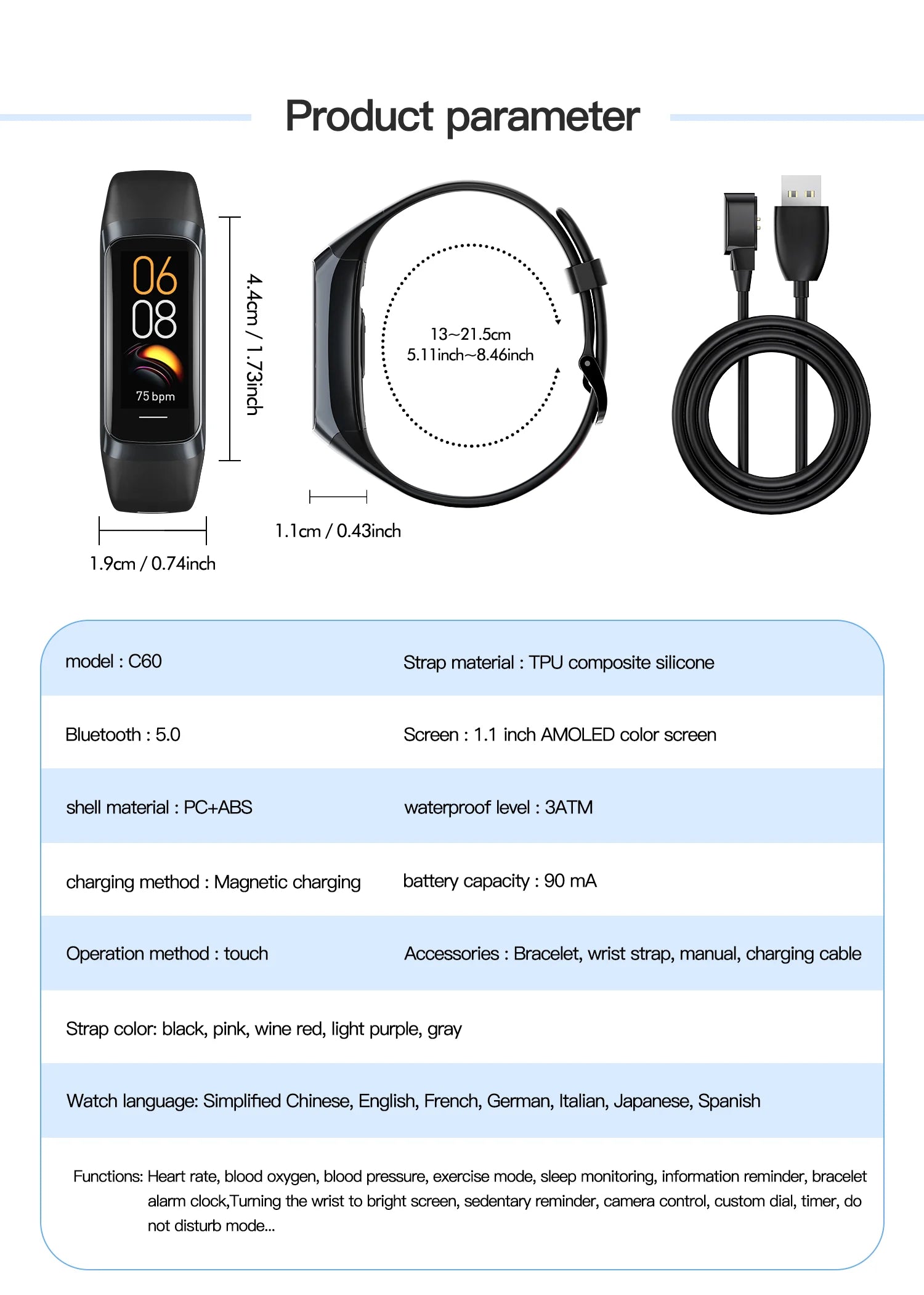 Smart Watch Men Women Heart Rate Blood Oxygen Smartwatch Waterproof Sport Fitness Tracker Bracelet