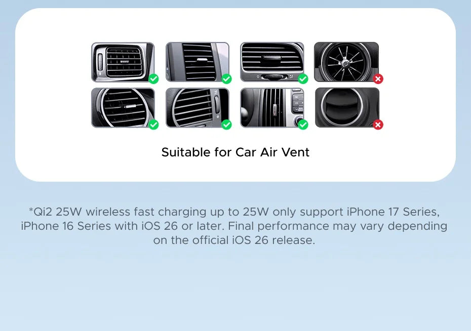 25W 15W Magnetic Car Phone Holder Wireless Charger Stand For iPhone 17 16 15 Pro Max Charging
