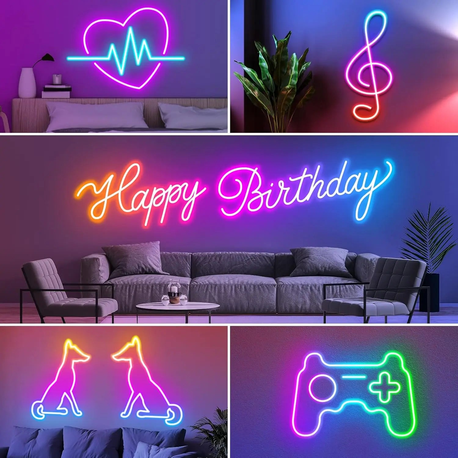 Neon Rope Light 5V USB Flexible Strip Waterproof with Bluetooth Remote & Music Sync