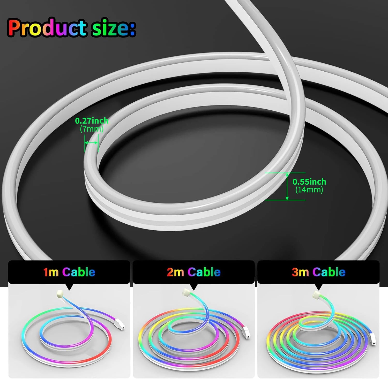 Neon Rope Light 5V USB Flexible Strip Waterproof with Bluetooth Remote & Music Sync
