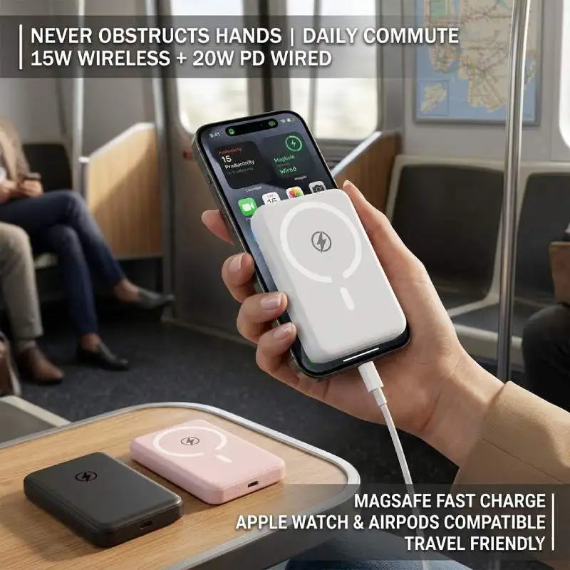 Power Bank 10000mAh, 15W Wireless Fast Charging Portable Charger, Strong Magnetic Battery Pack for iPhone 17/16/15/14/13