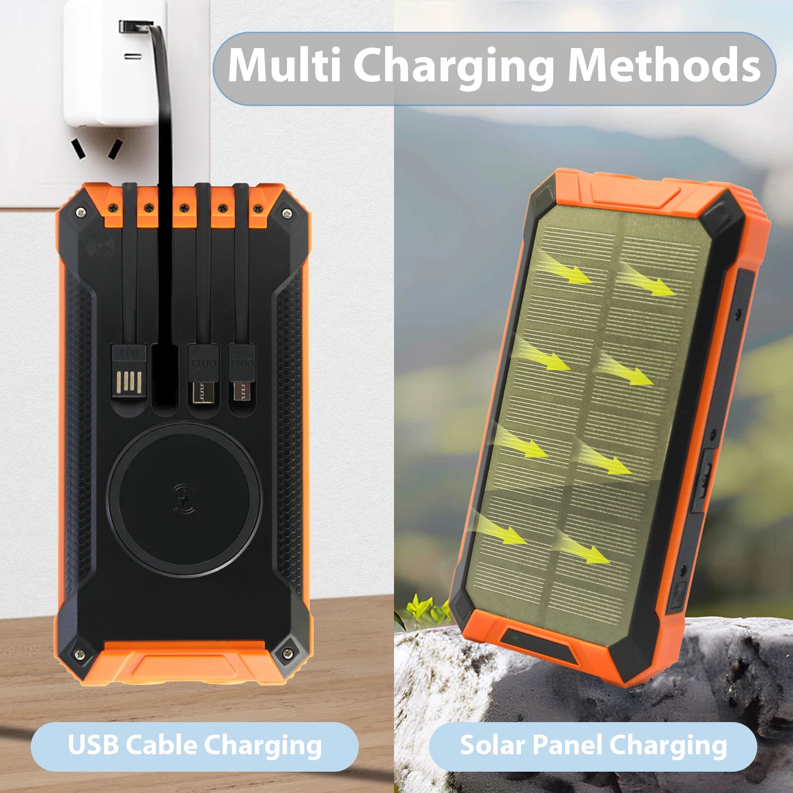 20000mAh Portable Solar Power Bank Wireless Charging 18W