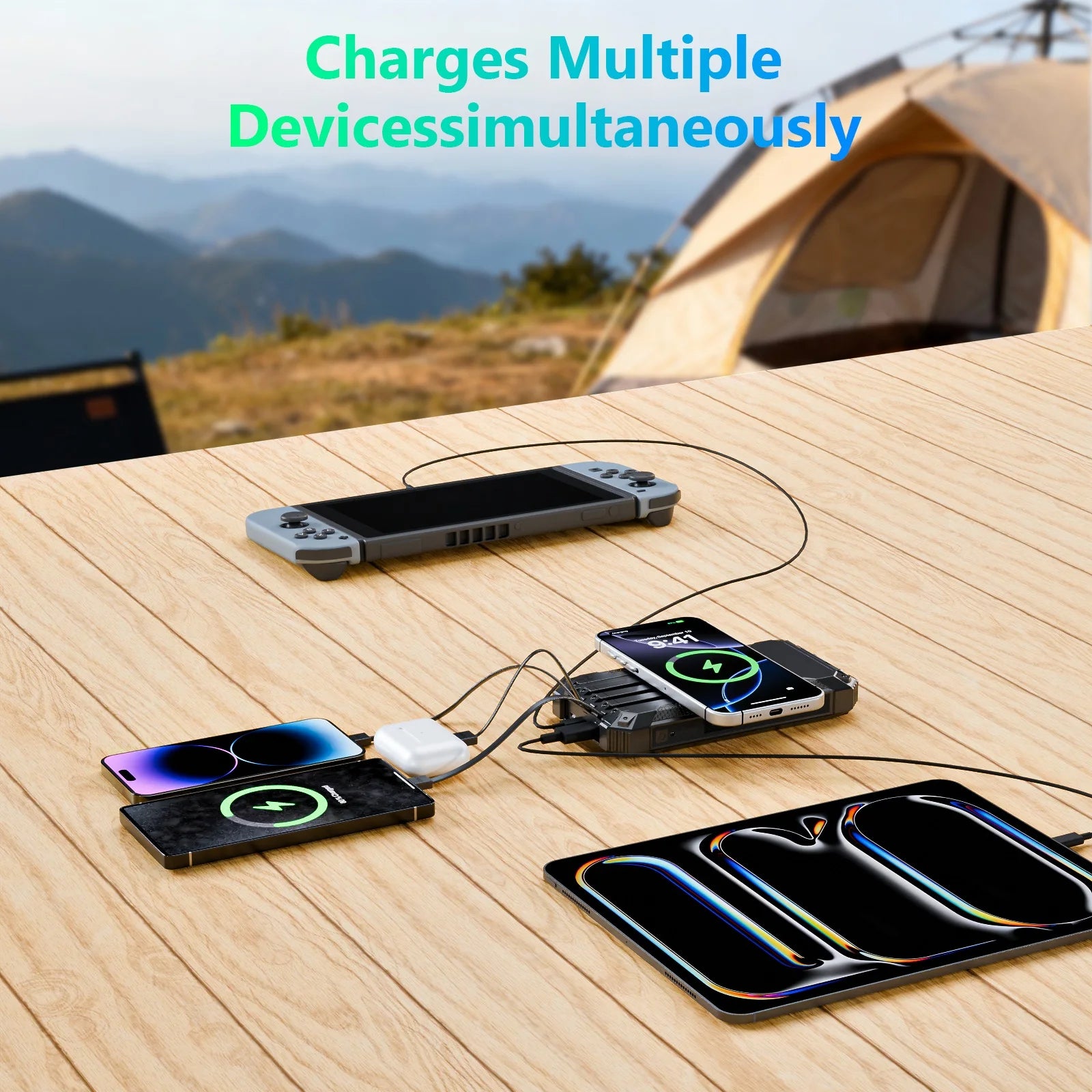 20000mAh Portable Solar Power Bank Wireless Charging 18W