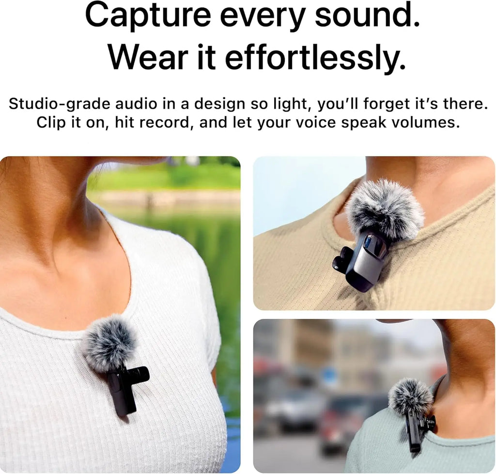 Wireless Microphone: 2 Mics with USB-C Adapter