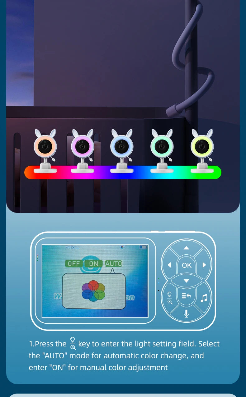 DANMINI RGB night light baby monitor with night vision