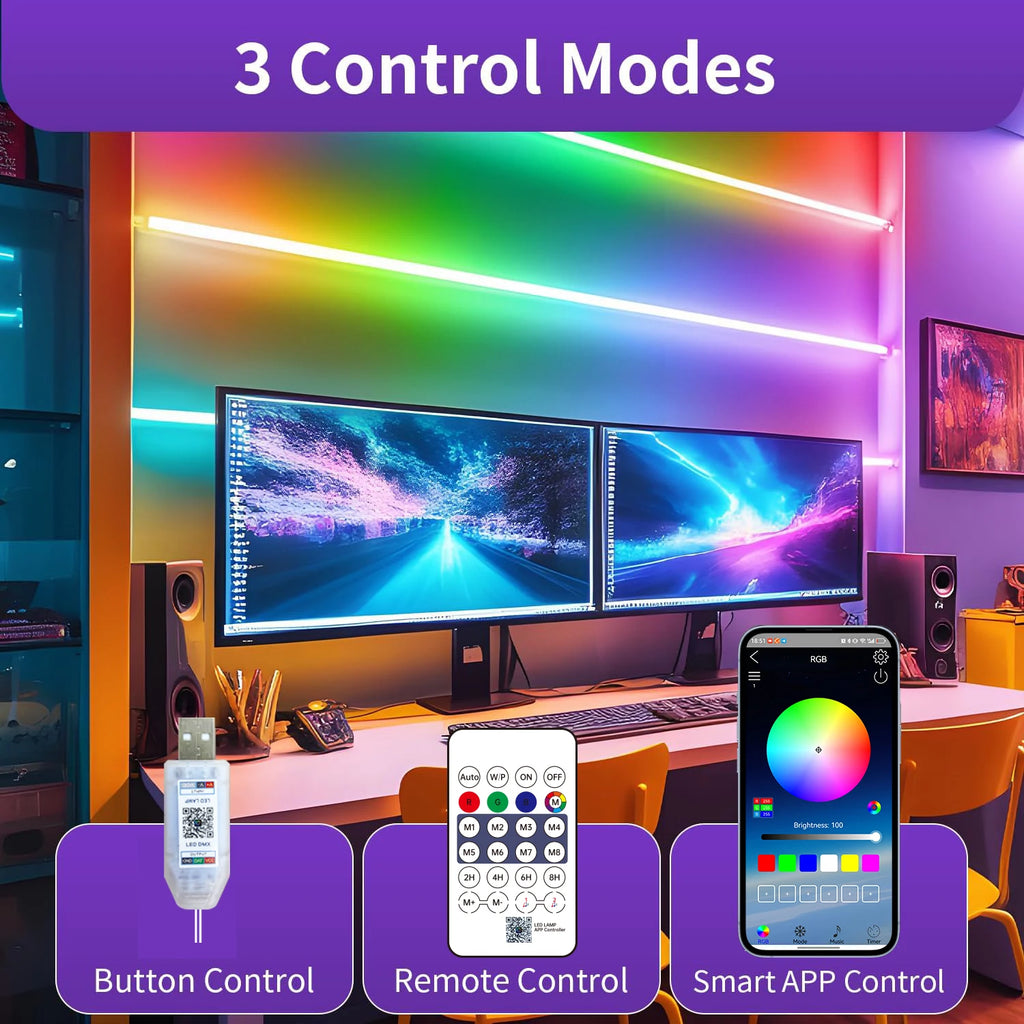 Neon Rope Light 5V USB Flexible Strip Waterproof with Bluetooth Remote & Music Sync