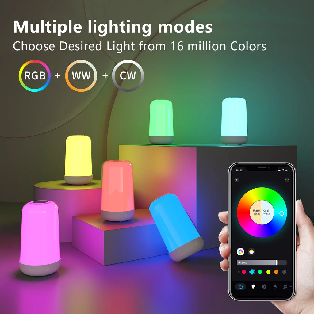 Smart Touch Bedside Table Lamp Dimmable Bluetooth LED Night Light