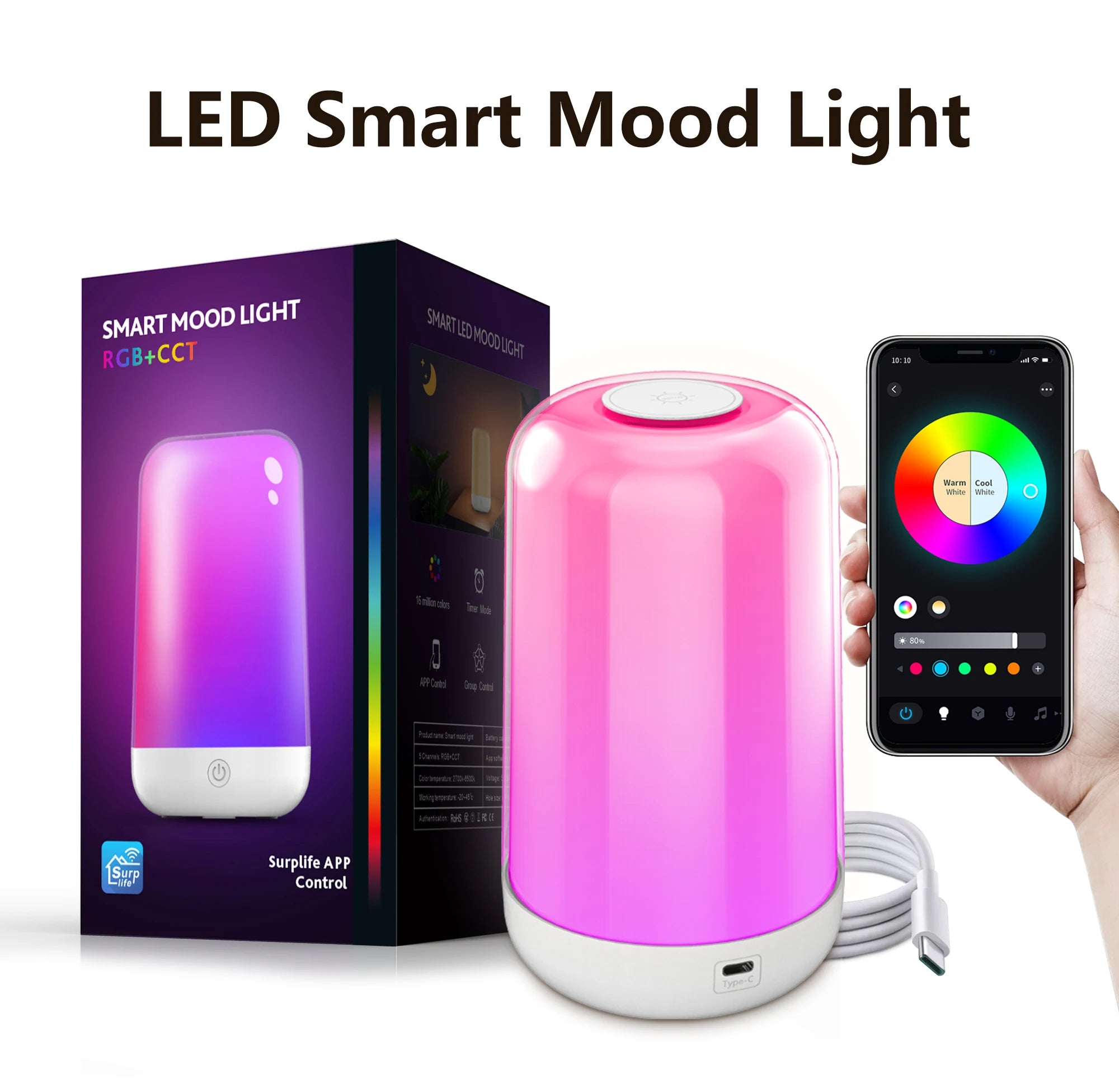 Smart Touch Bedside Table Lamp Dimmable Bluetooth LED Night Light