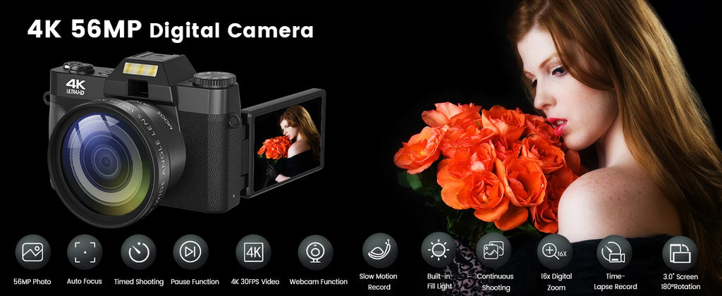 Compact Digital Photography Camera 4K WIFI Webcam