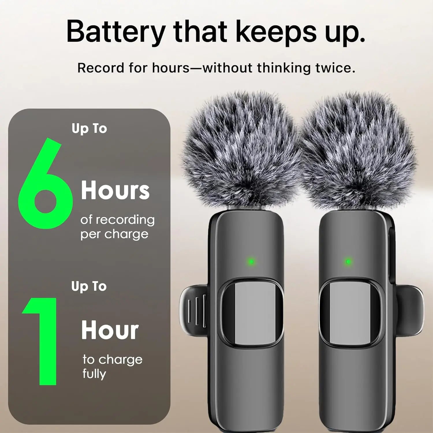 Wireless Microphone: 2 Mics with USB-C Adapter