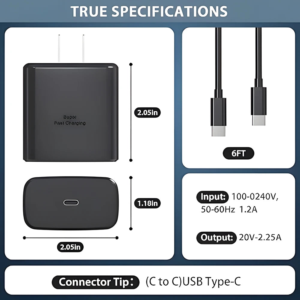 45W Super Fast Charger & USB-C Data Cable