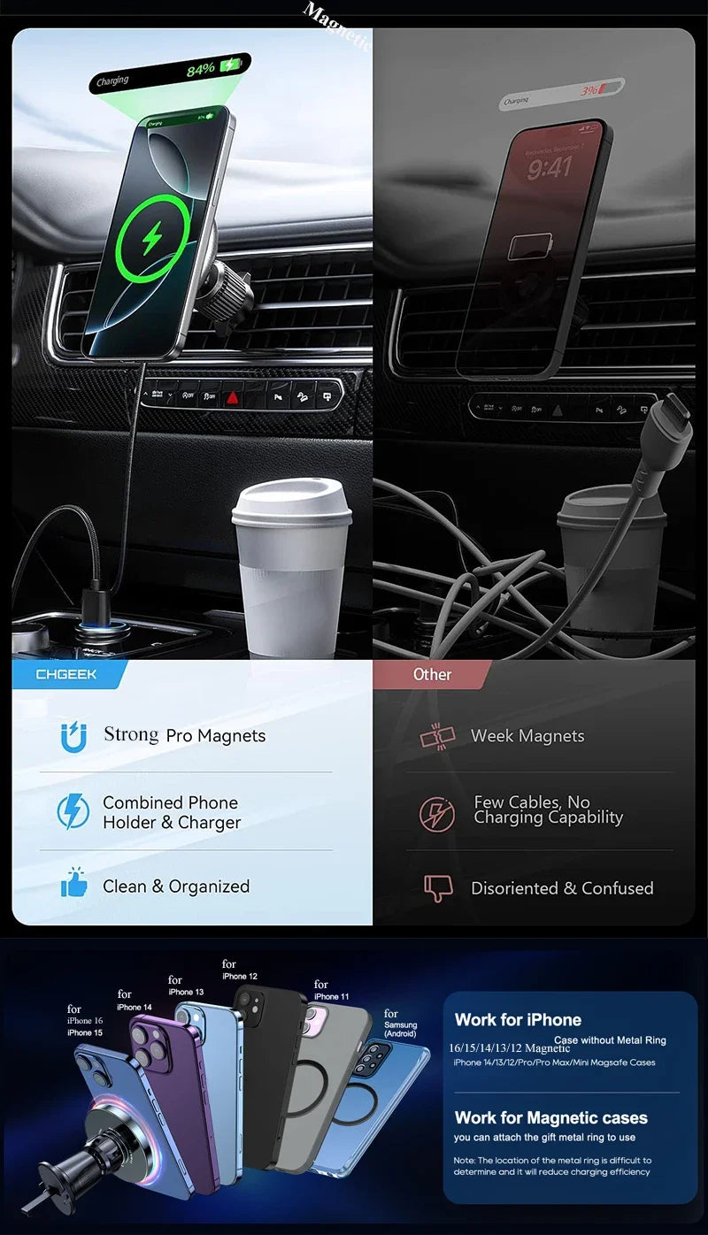 Strong Magnetic Wireless Car Phone Charger Adapter 15W