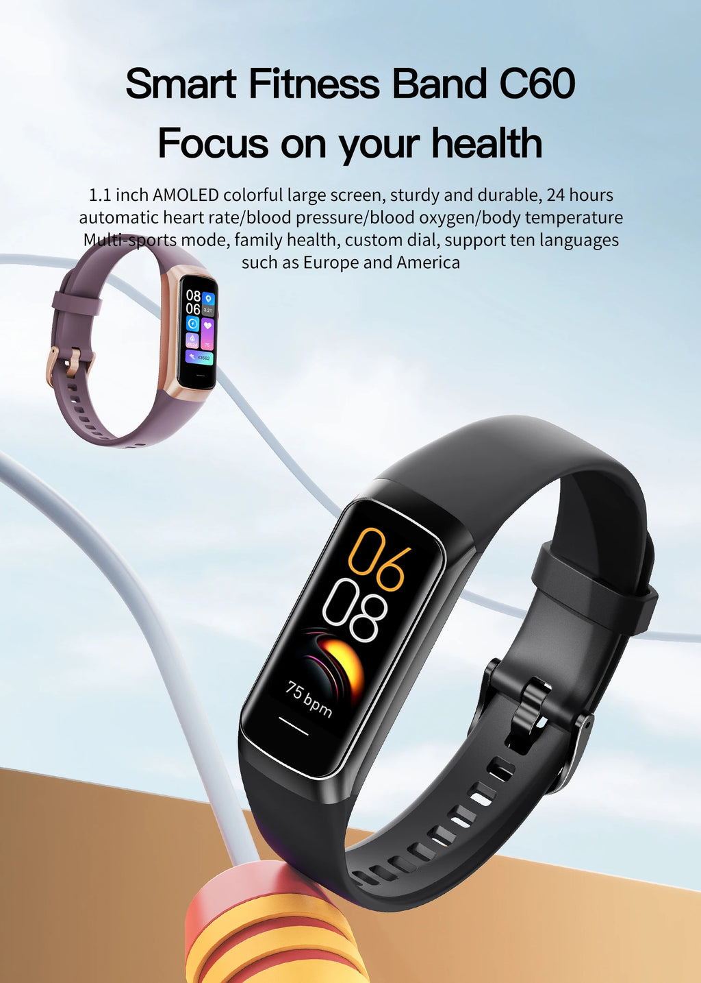 Smart Watch Men Women Heart Rate Blood Oxygen Smartwatch Waterproof Sport Fitness Tracker Bracelet