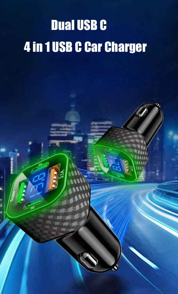 USB C Car Phone Charger Super Fast