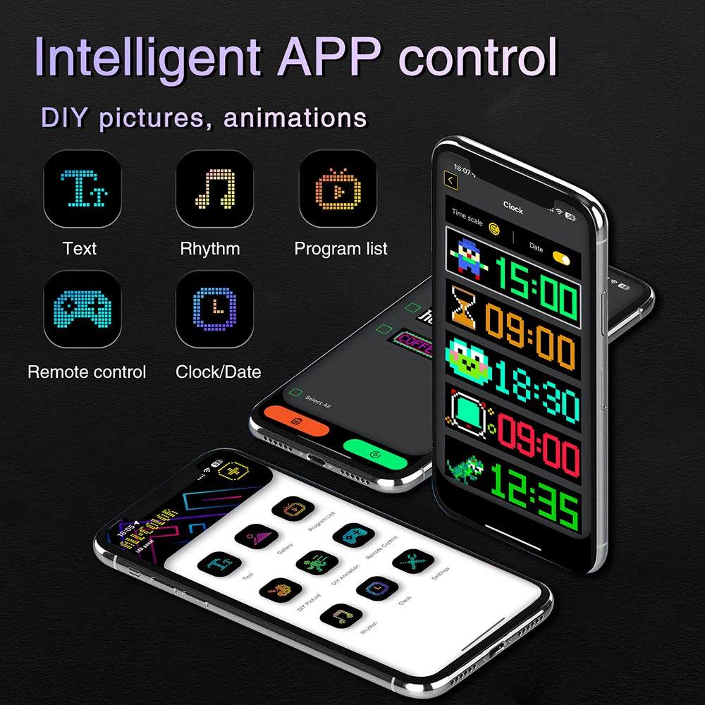 Car LED Sign Bluetooth APP LED Matrix Pixel Panel Night Light DIY Programmable Flexible LED Display For Car Store Hotel Bar