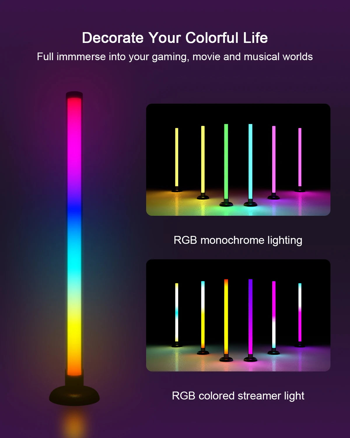 RGB Ambient Light WIFI Bluetooth Double-sided Luminous 24 Key Remote Control Intelligent App LED Desktop Light Ambient Light