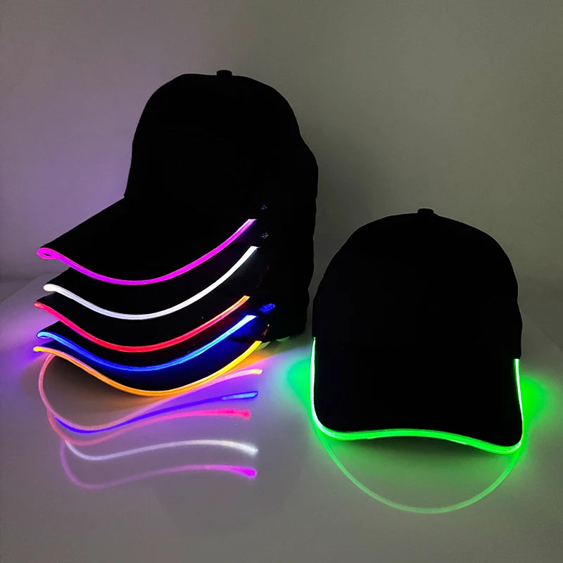 Trendy Light Up Glowing Baseball Hat LED Luminous Hip Hop Rap Cap DJ Dance NightClub Bar Party Props Neon Hiphop Hat Supplies