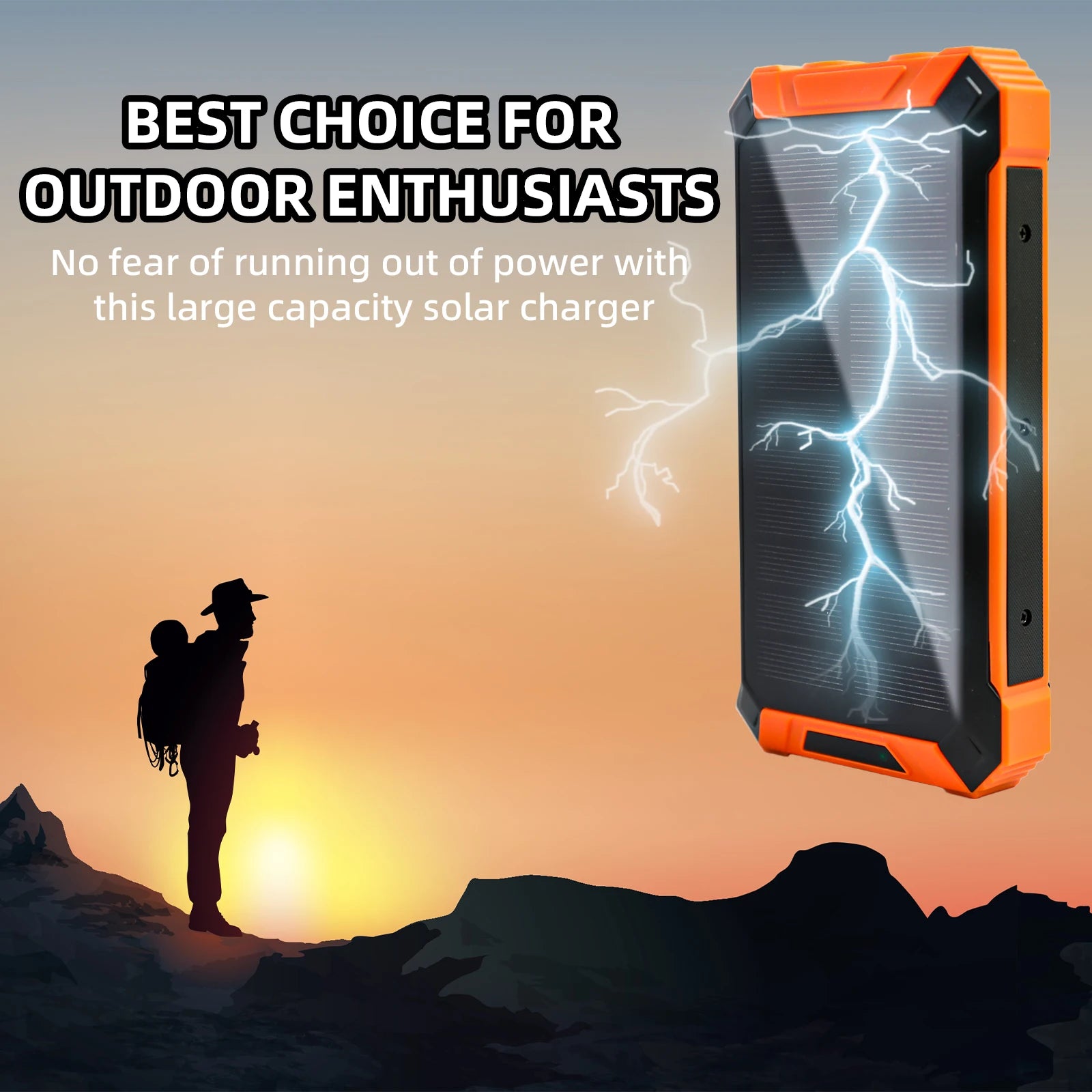 20000mAh Portable Solar Power Bank Wireless Charging 18W