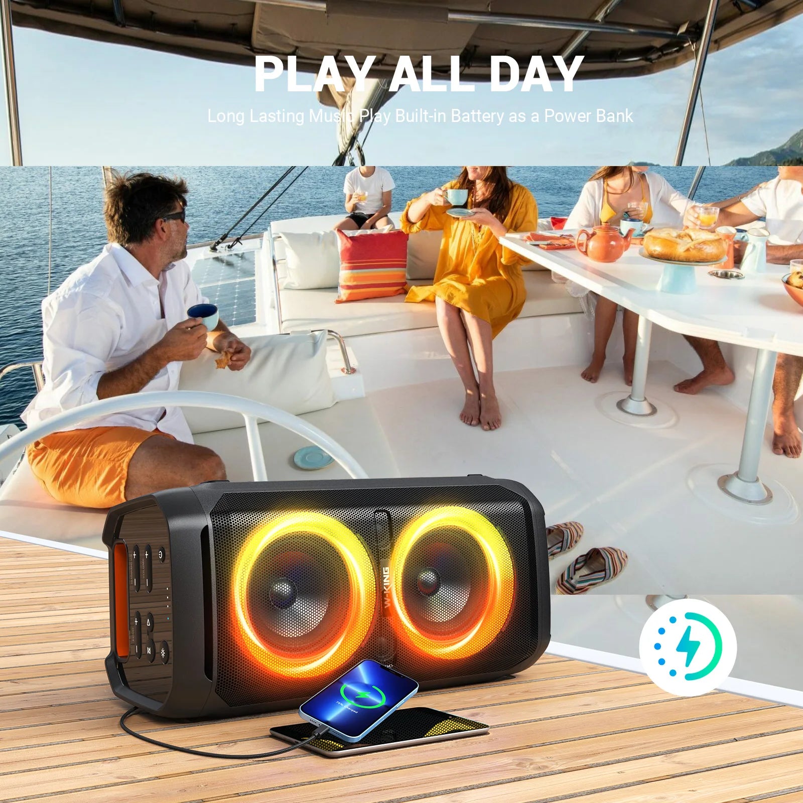 100W RMS Bluetooth Speakers, Portable Party Boombox
