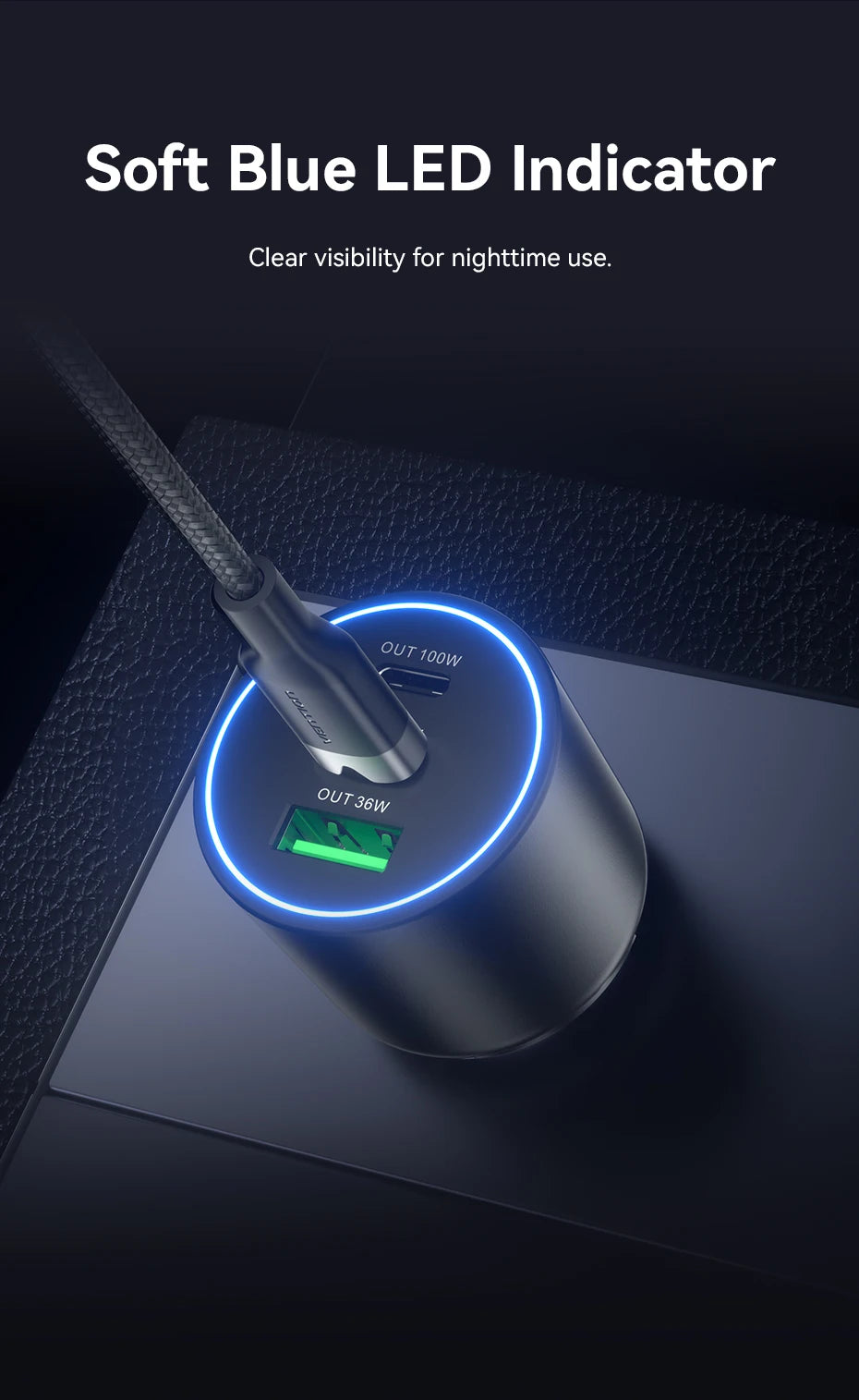 165W USB C Car Charger 3-Ports
