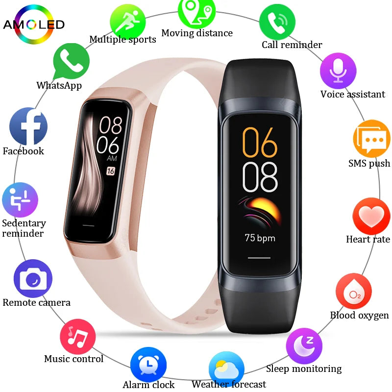 Smart Watch Men Women Heart Rate Blood Oxygen Smartwatch Waterproof Sport Fitness Tracker Bracelet