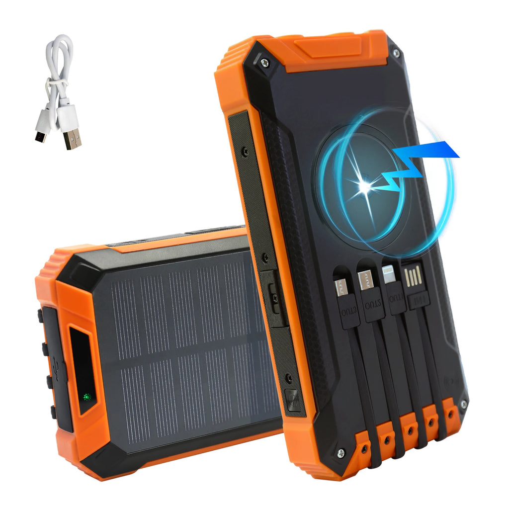 20000mAh Portable Solar Power Bank Wireless Charging 18W