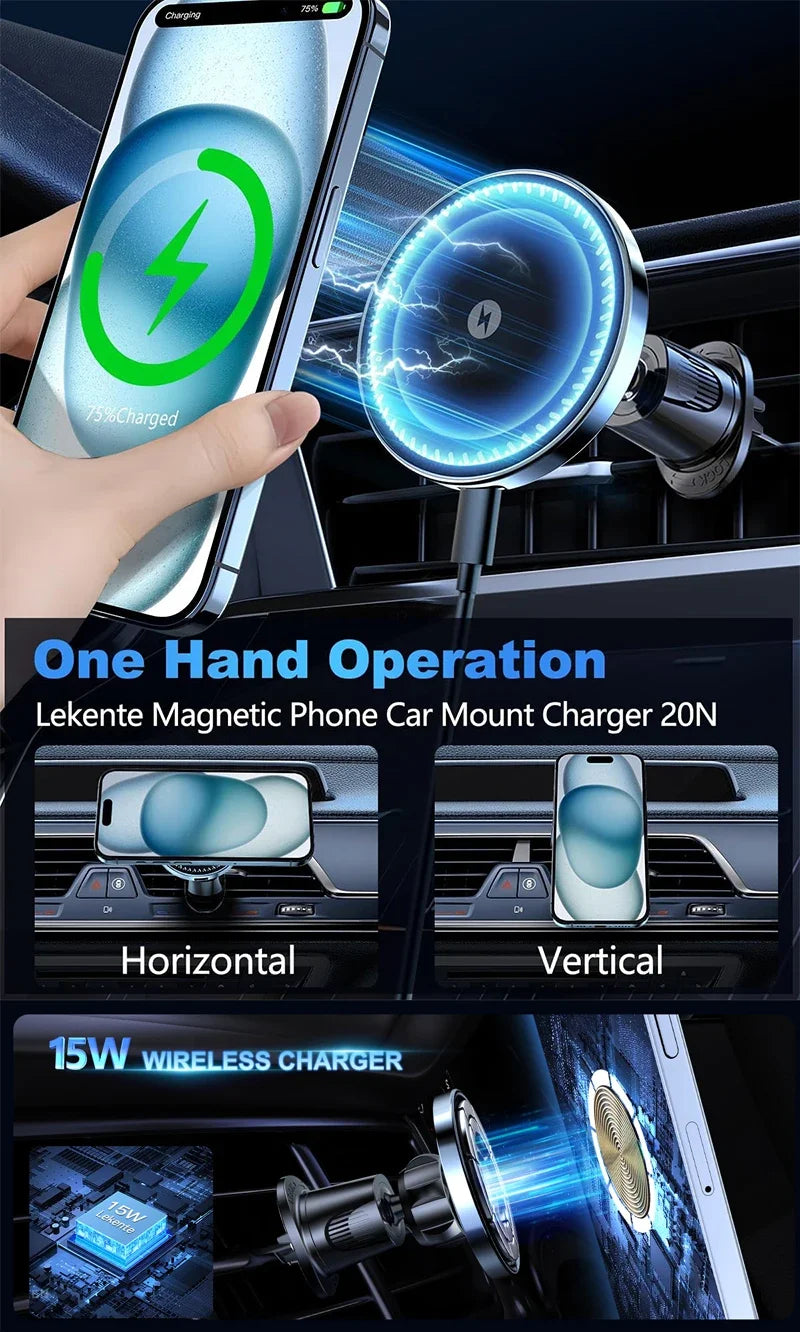 Strong Magnetic Wireless Car Phone Charger Adapter 15W